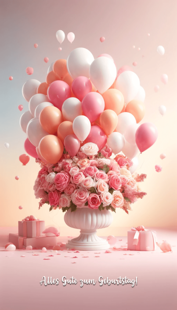 Feierliche Blumen und Ballons