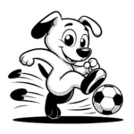 Fußballspielender Hund Ausmalbild