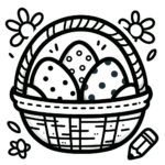 Einfacher Osterkorb mit Eiern Malvorlage für Kleinkinder