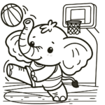 Elefanten Malvorlagen – Elefant Spielt Basketball