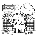 Elefanten Malvorlagen – Elefant im Zoo 3