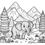 Elefanten Malvorlagen – Elefant in den Bergen