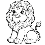 Lächelnder Löwenfreund: Ausmalbild für den Kreativspaß der Kleinen