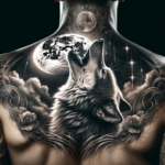 Majestätisches Wolf-Heult-den-Mond-an Hals-Tattoo-Design für Männer